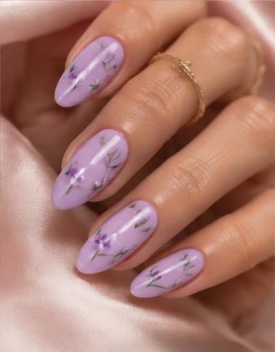Pastel Blooms manicure inspiration on a real hand